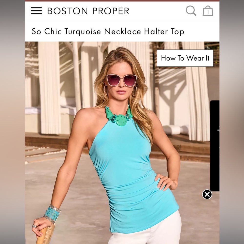 Boston Proper Turquoise Halter Top